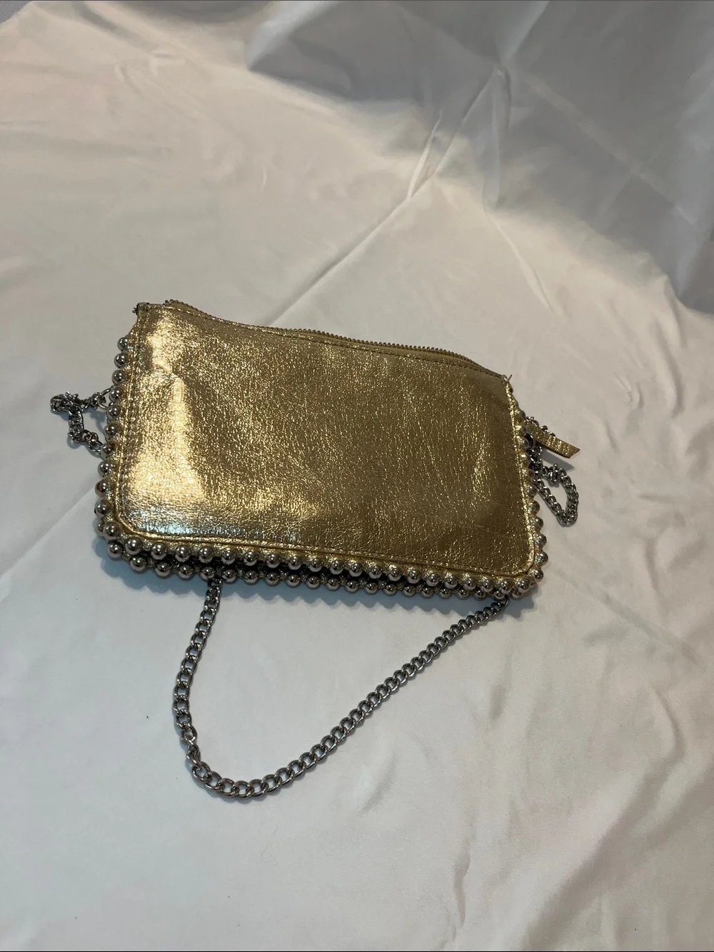 Zara Gold Metallic Chain Shoulder Crossbody Bag